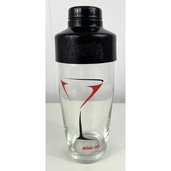 Kahlua Cocktail Shaker Glass With Black Plastic Lid & Martini Design - Picture 1 of 10